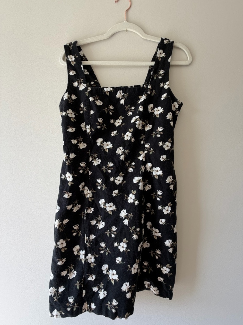 Old Navy Black Floral Square-Neck Mini Dress
